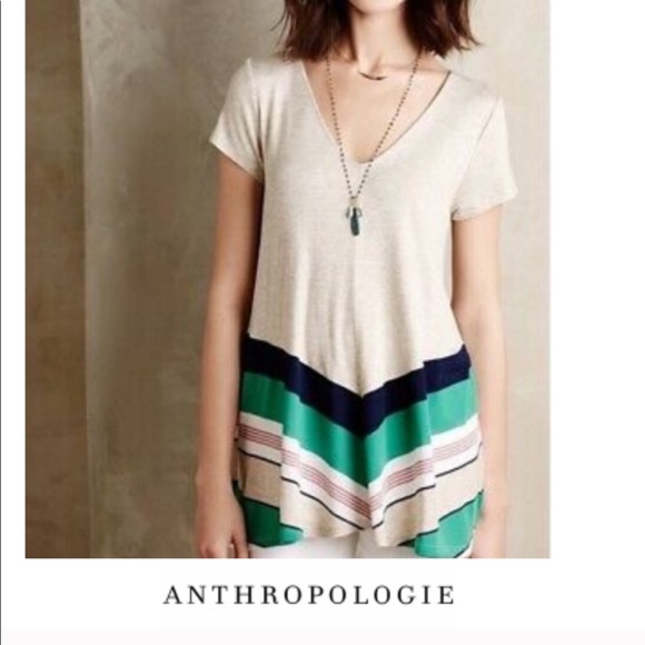 Anthropologie Tops - Anthro | Puella | Oatmeal Green Stripes Swing Top Size Medium M